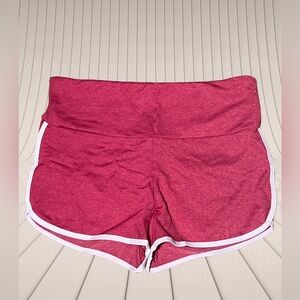 Aurgelmir Women's Workout Shorts, Scrunch Booty-High Waist, Pink/White NWT Large